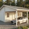 Apple garage and carport 44mm log cabin, log cabin company UK, garden room, wooden garden cabin, garden retreat