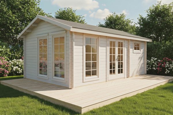Bluebell luxury garden cabin, 44mm log cabin, log cabin company UK, garden room, wooden garden cabin, garden retreat