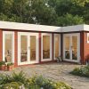 Burnet, This large 2 room summer house is made from thick 70mm logs, with large double glazed windows and doors. Perfect as a summer home or garden room