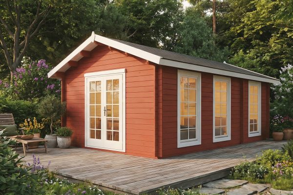 Campion, luxury garden cabin, 44mm log cabin, log cabin company UK, garden room, wooden garden cabin, garden retreat