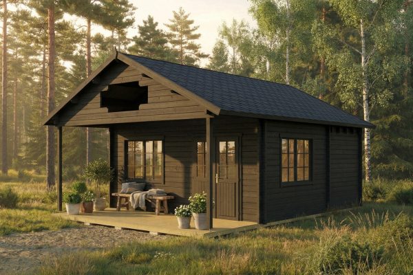 Cornflower, luxury garden cabin, 58mm log cabin, log cabin company UK, garden room, wooden garden cabin, garden retreat