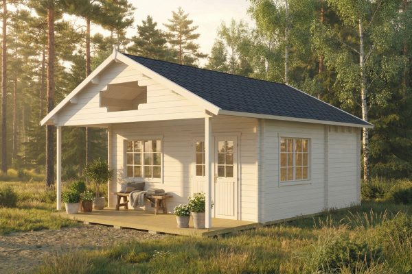 Cornflower, luxury garden cabin, 58mm log cabin, log cabin company UK, garden room, wooden garden cabin, garden retreat