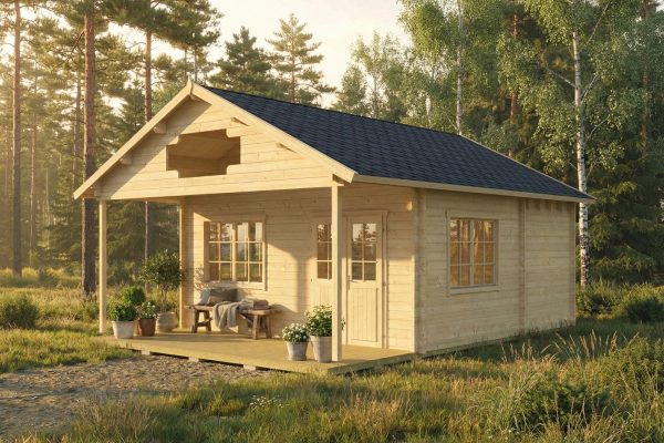 Cornflower, luxury garden cabin, 58mm log cabin, log cabin company UK, garden room, wooden garden cabin, garden retreat