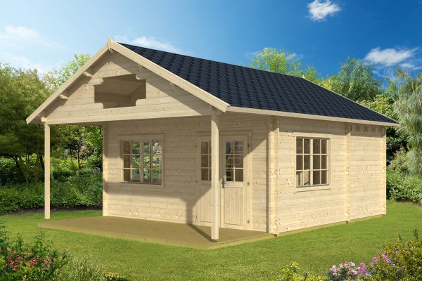 Cornflower, luxury garden cabin, 58mm log cabin, log cabin company UK, garden room, wooden garden cabin, garden retreat