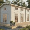 Cowslip lodge, luxury garden cabin, 44mm log cabin, log cabin company UK, garden room, wooden garden cabin, garden retreat