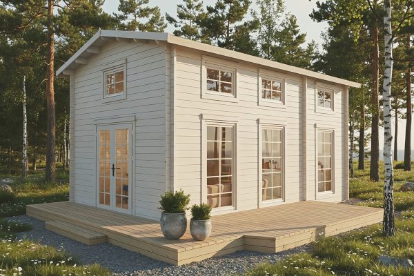 Cowslip lodge, luxury garden cabin, 44mm log cabin, log cabin company UK, garden room, wooden garden cabin, garden retreat