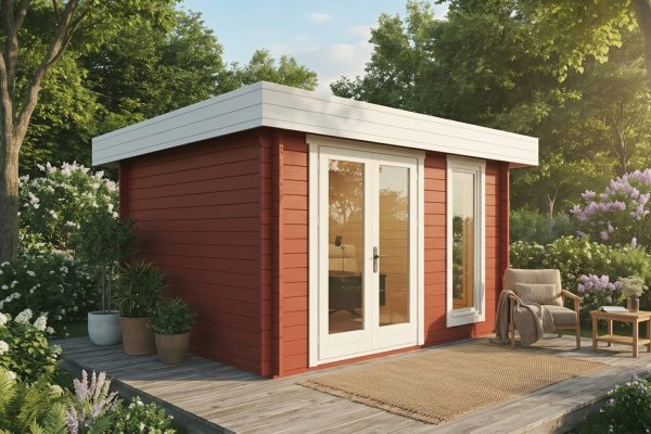 Dogwood luxury garden cabin, 44mm log cabin, log cabin company UK, garden room, wooden garden cabin, garden retreat