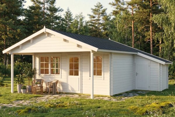 Foxglove, luxury garden cabin, 58mm log cabin, log cabin company UK, garden room, wooden garden cabin, garden retreat