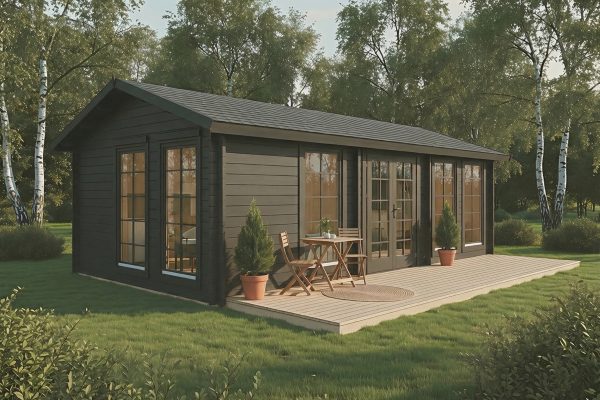 Gorse luxury garden cabin, 44mm log cabin, log cabin company UK, garden room, wooden garden cabin, garden retreat