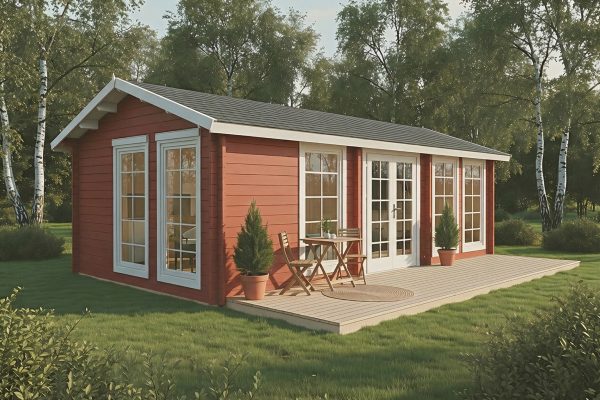 Gorse luxury garden cabin, 44mm log cabin, log cabin company UK, garden room, wooden garden cabin, garden retreat