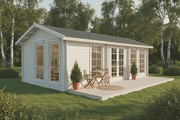 Gorse luxury garden cabin, 44mm log cabin, log cabin company UK, garden room, wooden garden cabin, garden retreat