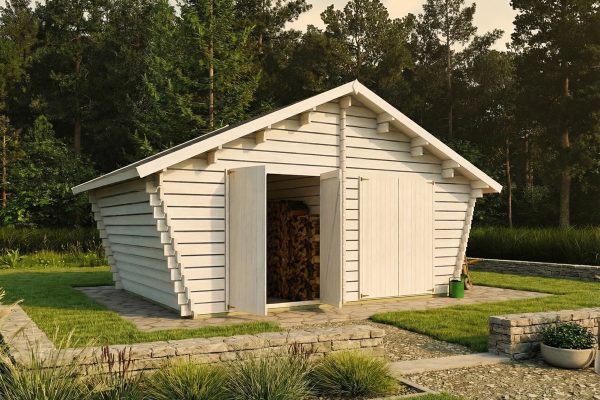 Hawthorn log store, 44mm log cabin, log cabin company UK, garden room, wooden garden cabin, garden retreat