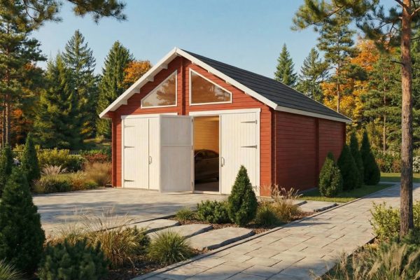 Holly garage 44mm log cabin, log cabin company UK, garden room, wooden garden cabin, garden retreat