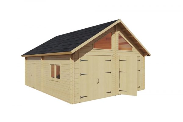 Holly garage 44mm log cabin, log cabin company UK, garden room, wooden garden cabin, garden retreat