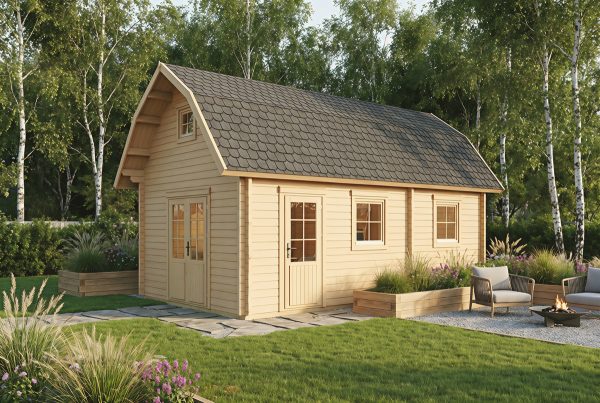 Fritillary 70mm summer house, log cabin with mezzanine floor