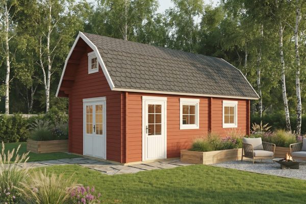 Fritillary 70mm summer house, log cabin with mezzanine floor
