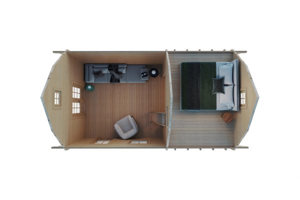 Fritillary 70mm summer house, log cabin with mezzanine floor