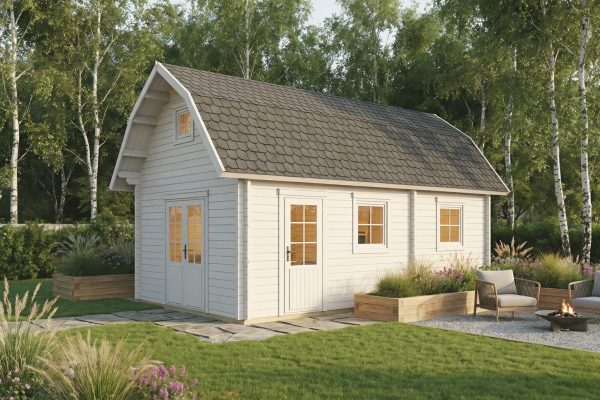 Fritillary 70mm summer house, log cabin with mezzanine floor