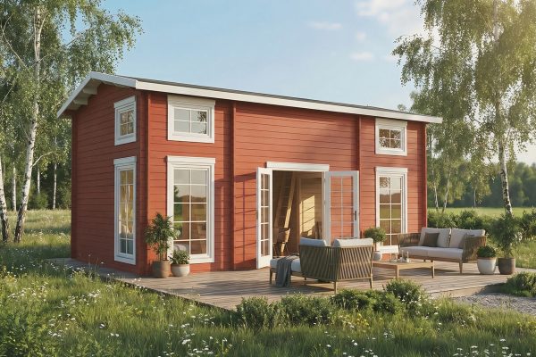 Meadowsweet lodge, luxury garden cabin, 44mm log cabin, log cabin company UK, garden room, wooden garden cabin, garden retreat
