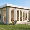 Milkwort large 1 room summer house is made from thick 70mm logs, with large double glazed windows and French doors