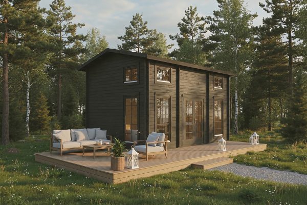 Poppy lodge, luxury garden cabin, 44mm log cabin, log cabin company UK, garden room, wooden garden cabin, garden retreat