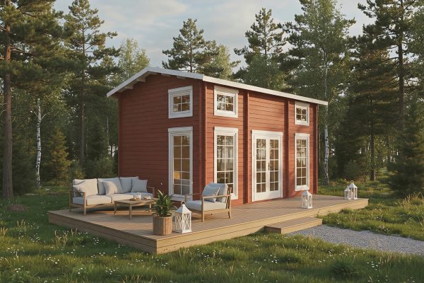 Poppy lodge, luxury garden cabin, 44mm log cabin, log cabin company UK, garden room, wooden garden cabin, garden retreat