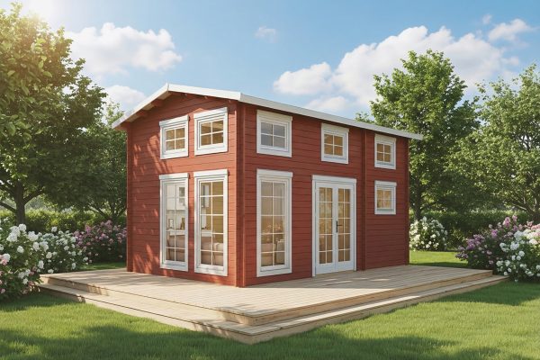 Primrose lodge, luxury garden cabin, 44mm log cabin, log cabin company UK, garden room, wooden garden cabin, garden retreat