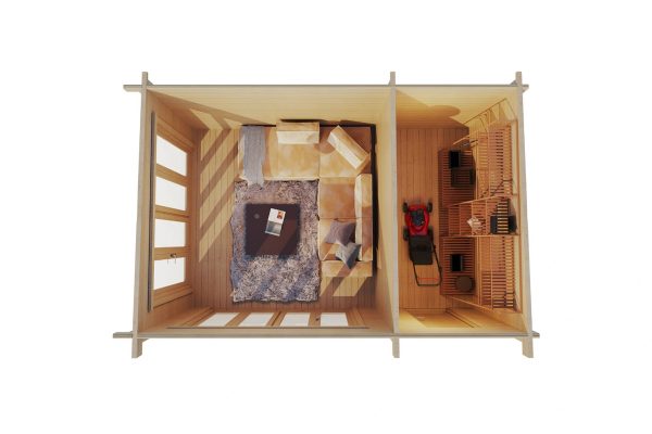 Sundew 70mm summer house with storage, log cabin, garden building