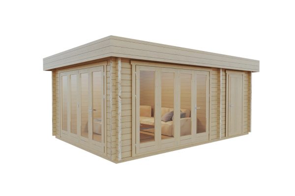 Sundew 70mm summer house with storage, log cabin, garden building