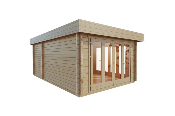 Sundew 70mm summer house with storage, log cabin, garden building