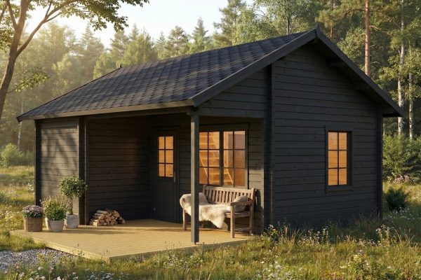 Thyme summerhouse, luxury garden cabin, 70mm log cabin, log cabin company UK, garden room, wooden garden cabin, garden retreat